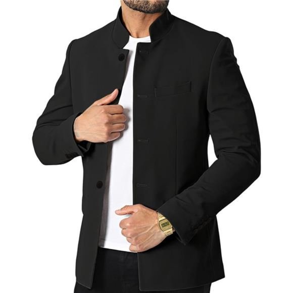Mens Casual Suit Blazer Jackets Stand Collar Business Sport Coats - Picture 1 of 7